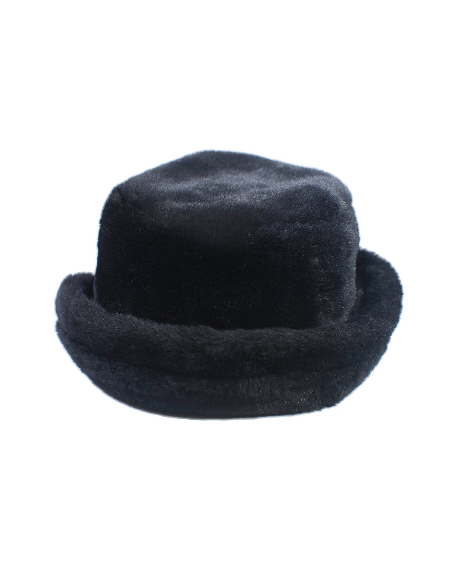 Black faux fur bucket hat deals