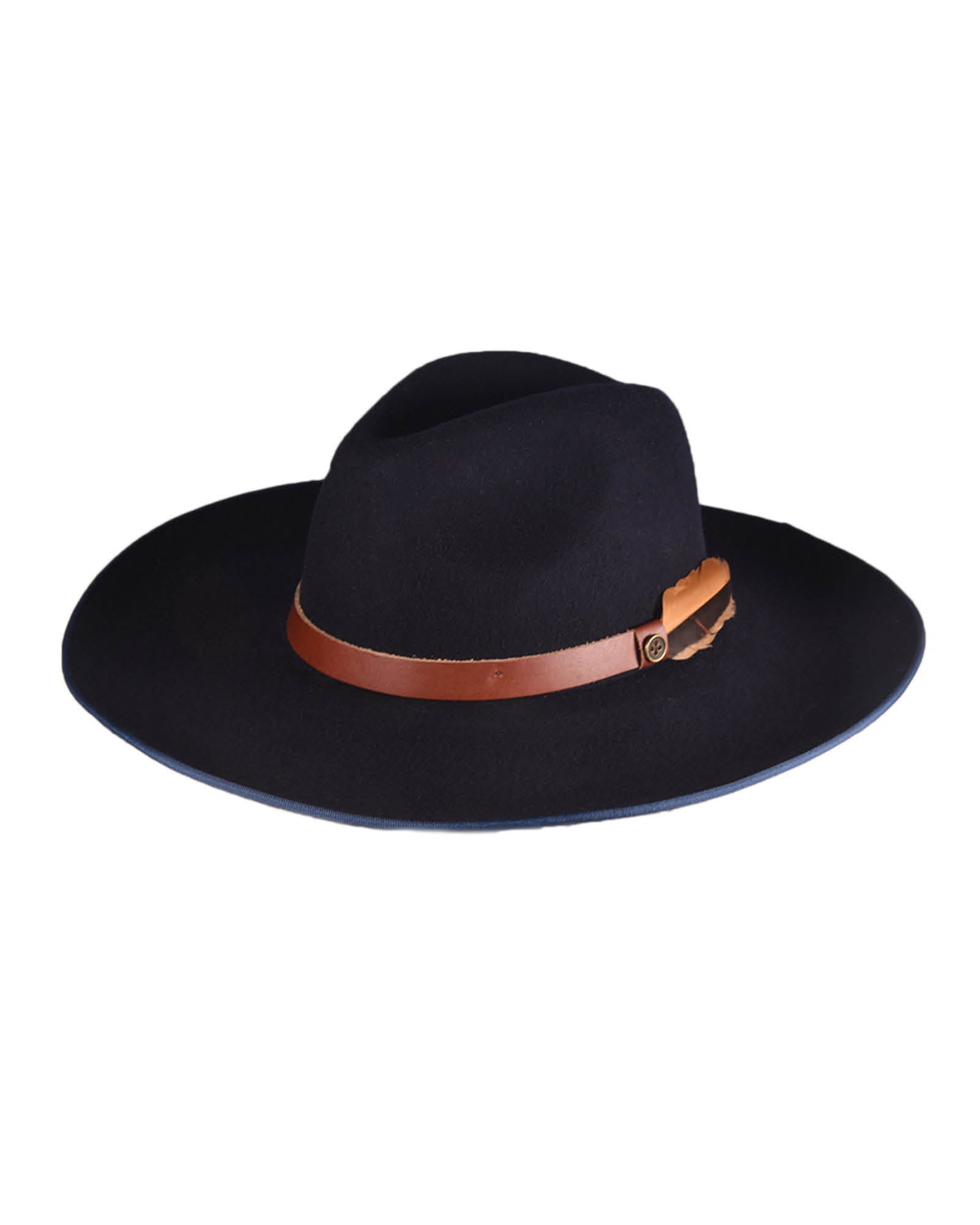 The Desperado Wide Felt Hat - Navy