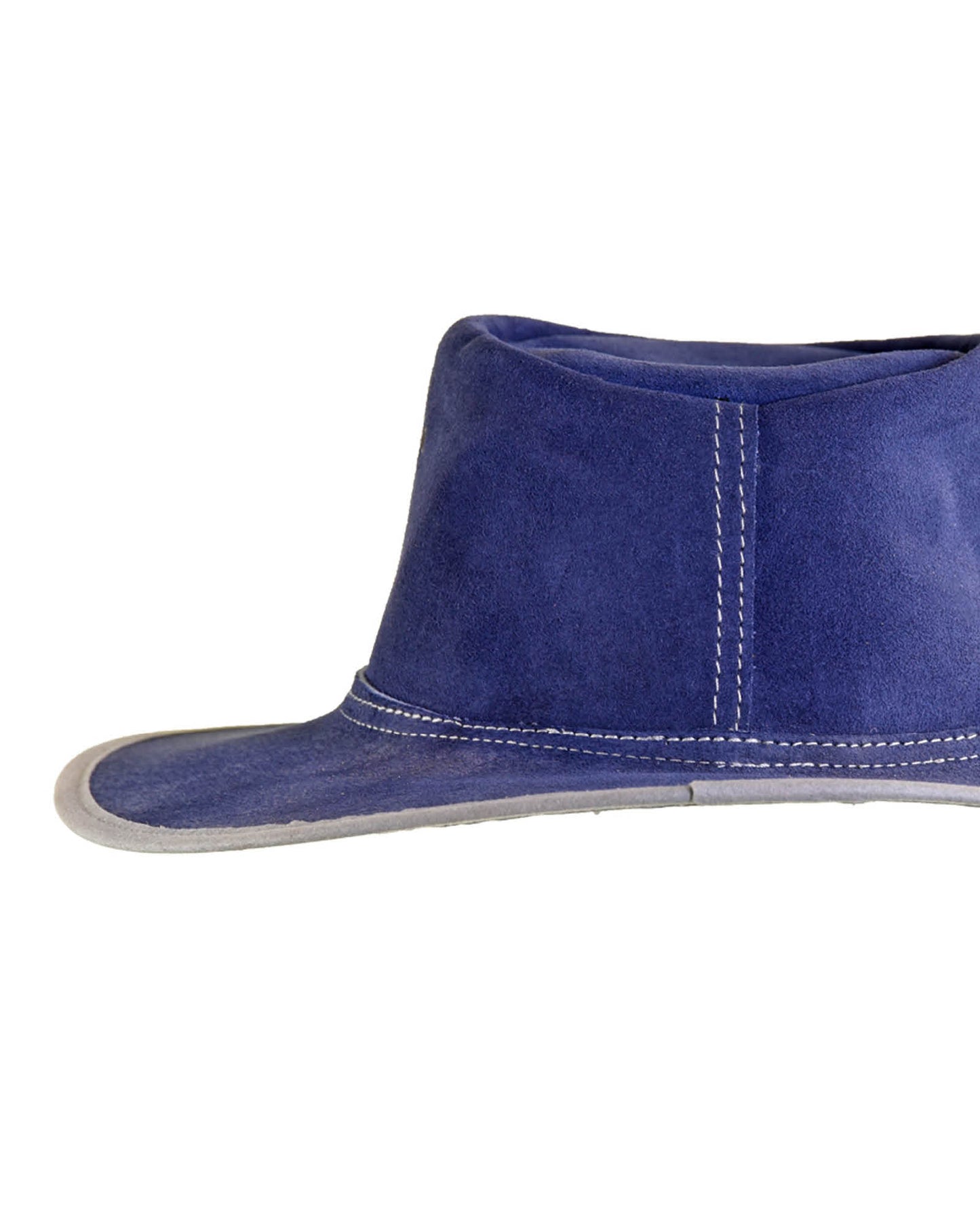 Le Chapeau en Cuir Velours - Daim Marine 